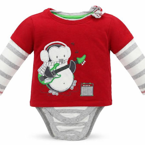 George  Boys Red Striped  Babygrow One-Piece Size 6-9 Months