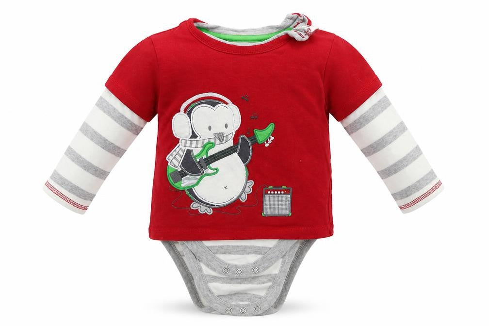 George  Boys Red Striped  Babygrow One-Piece Size 6-9 Months