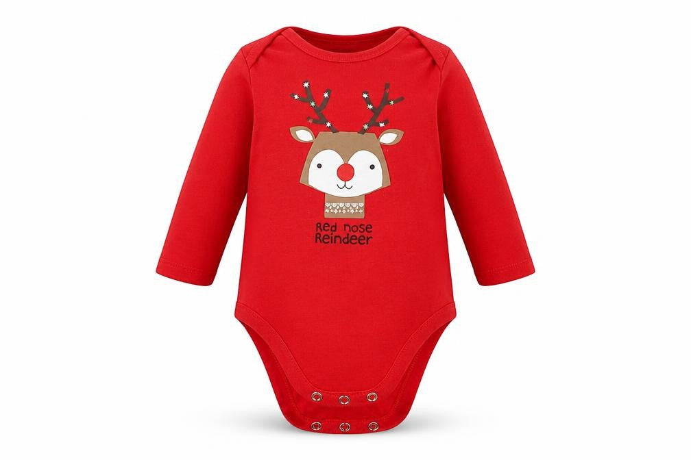 F&F  Boys Red   Babygrow One-Piece Size 6-9 Months  - Christmas babygrow