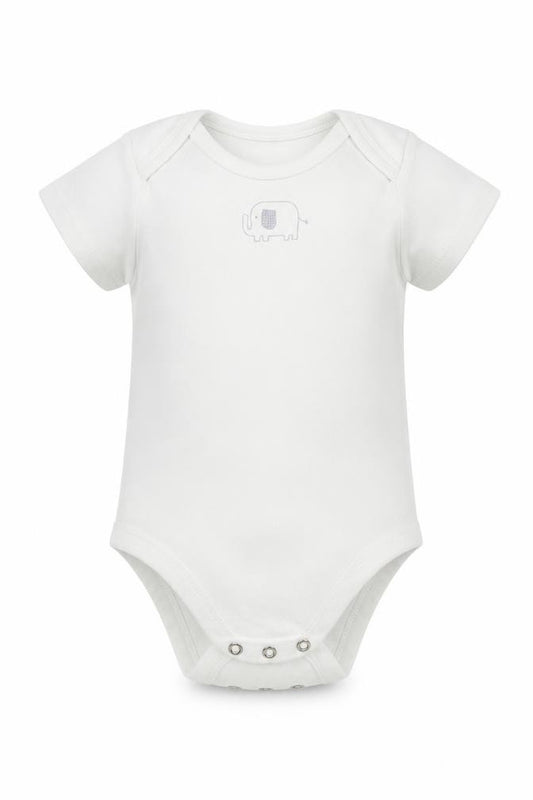 Front view of F&F Baby White Babygrow One-Piece, size 6-9, Months