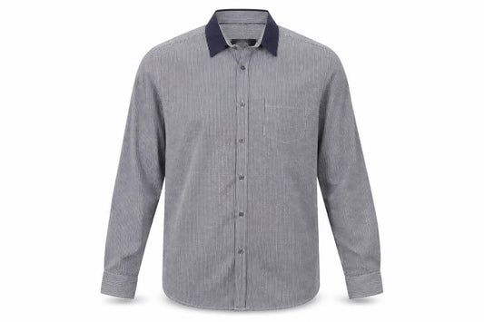 Front view of Retro Fire men’s blue check button-up, size XL