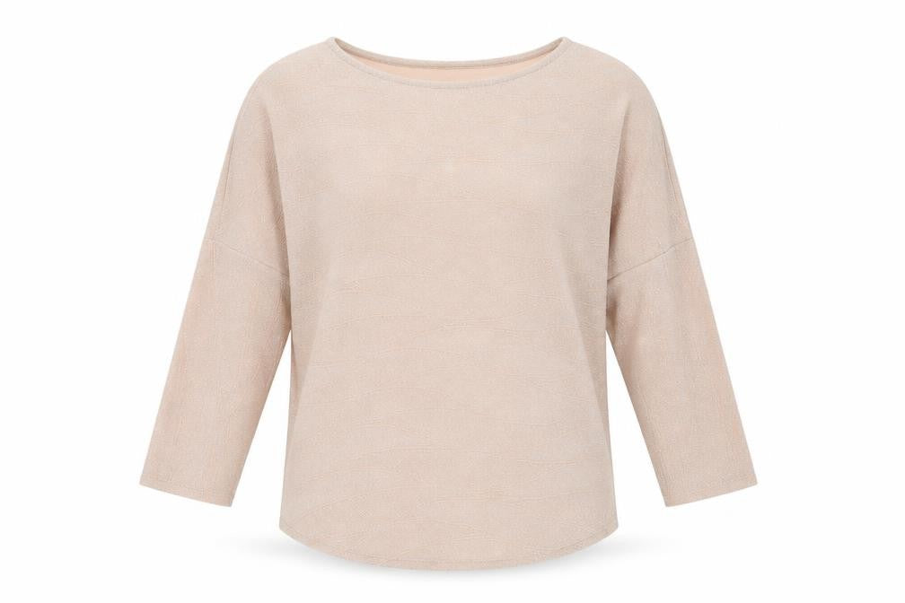 Front view of Phase Eight women’s pink geometric jumper, size UK 10