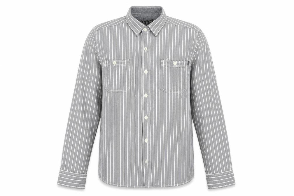 CCS Mens Grey Striped   Button-Up Size L