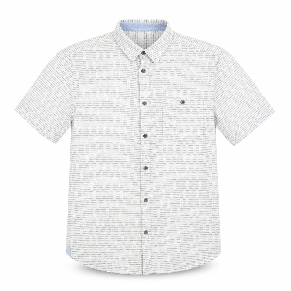 SANDSTONE Mens White Striped   Button-Up Size S