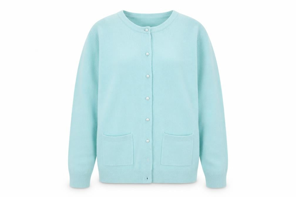 Front view of Bonmarché women’s green cardigan jumper, size M