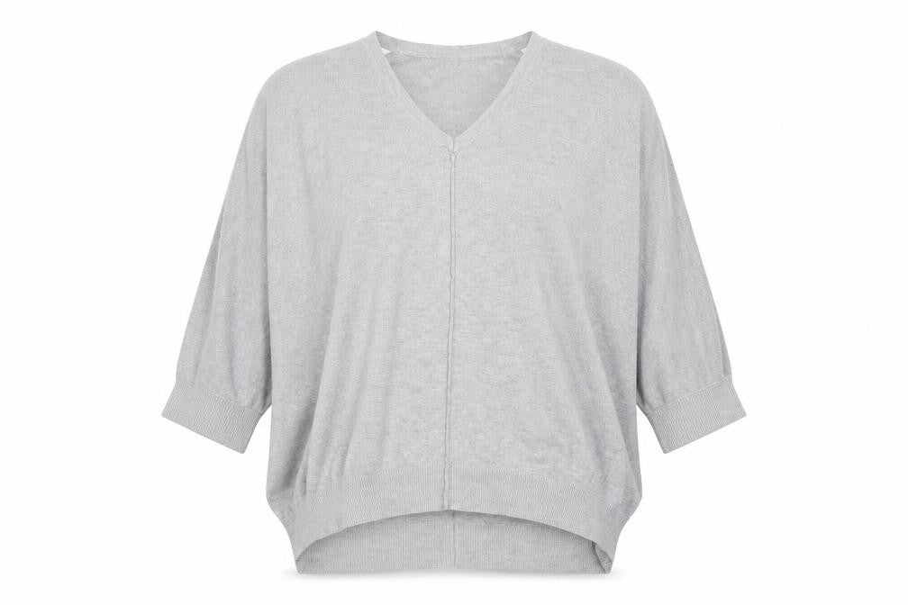 Front view of F&F women’s grey knit pullover sweatshirt, size UK 14
