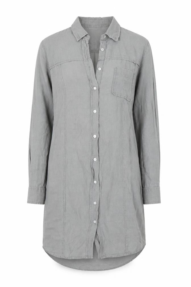 Front view of YAYA women’s grey shirt dress, size UK 36