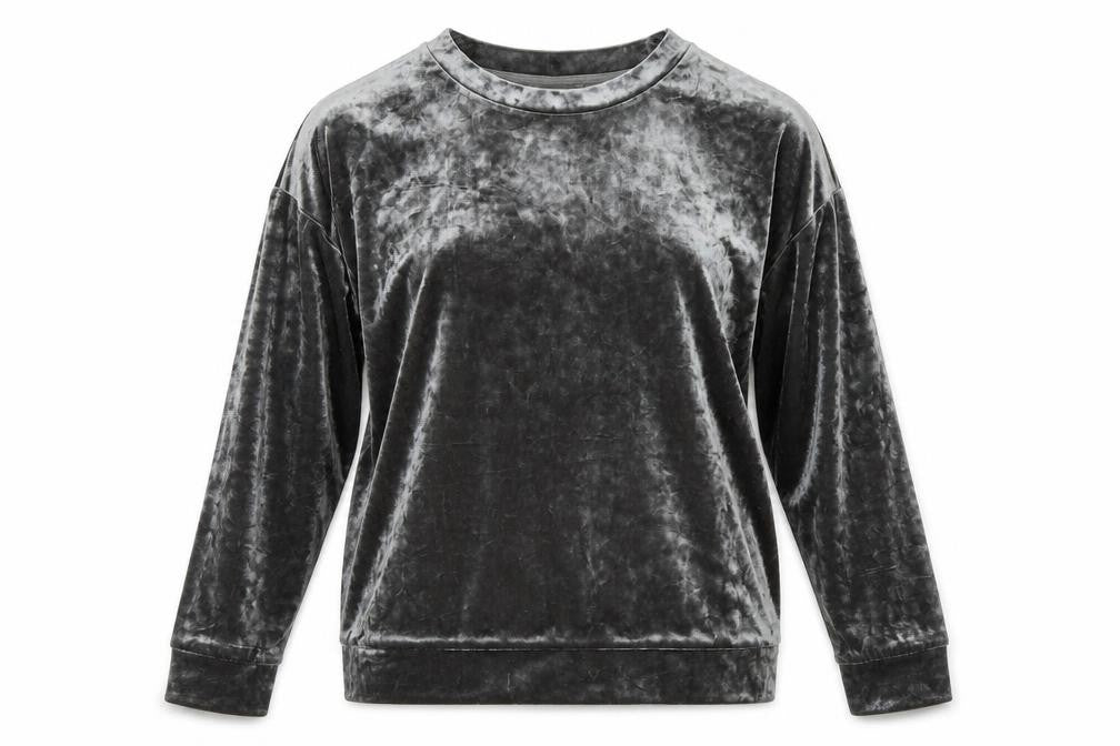 Front view of H&M women’s grey pullover sweatshirt, size S