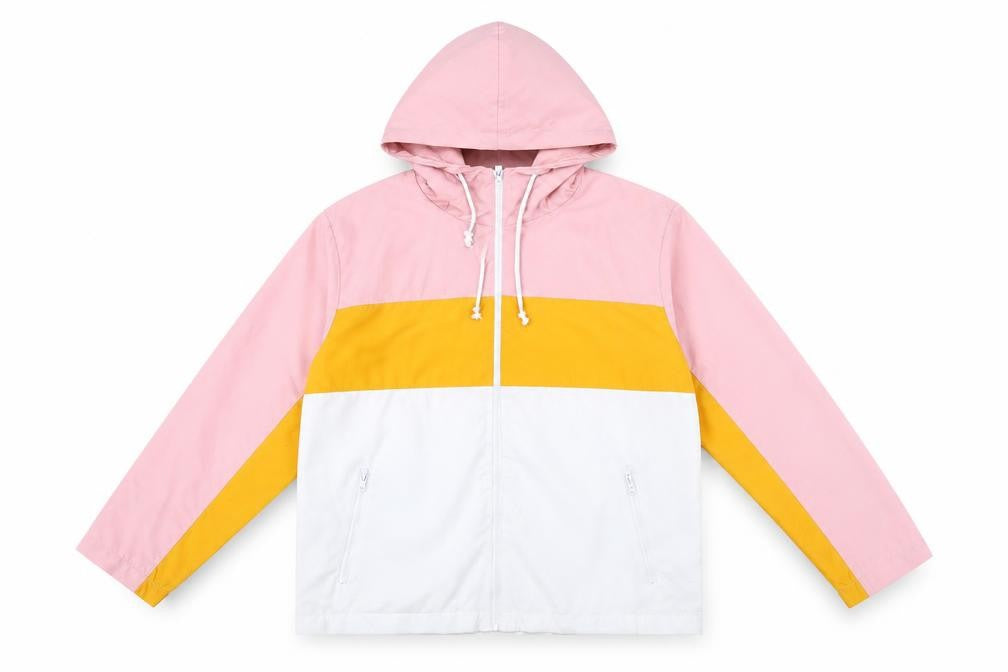 Front view of Boohoo women’s multicoloured striped rain coat coat, size XS