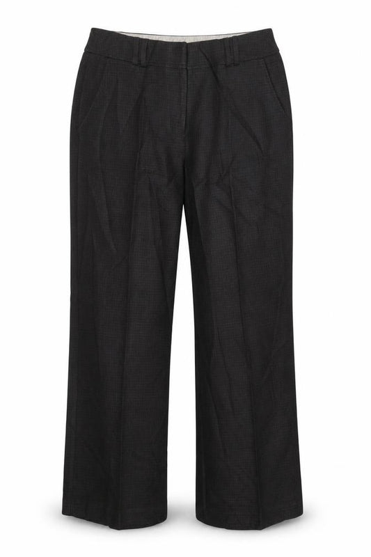 Front view of F&F women’s brown check trousers, size UK 12, 26-inch leg