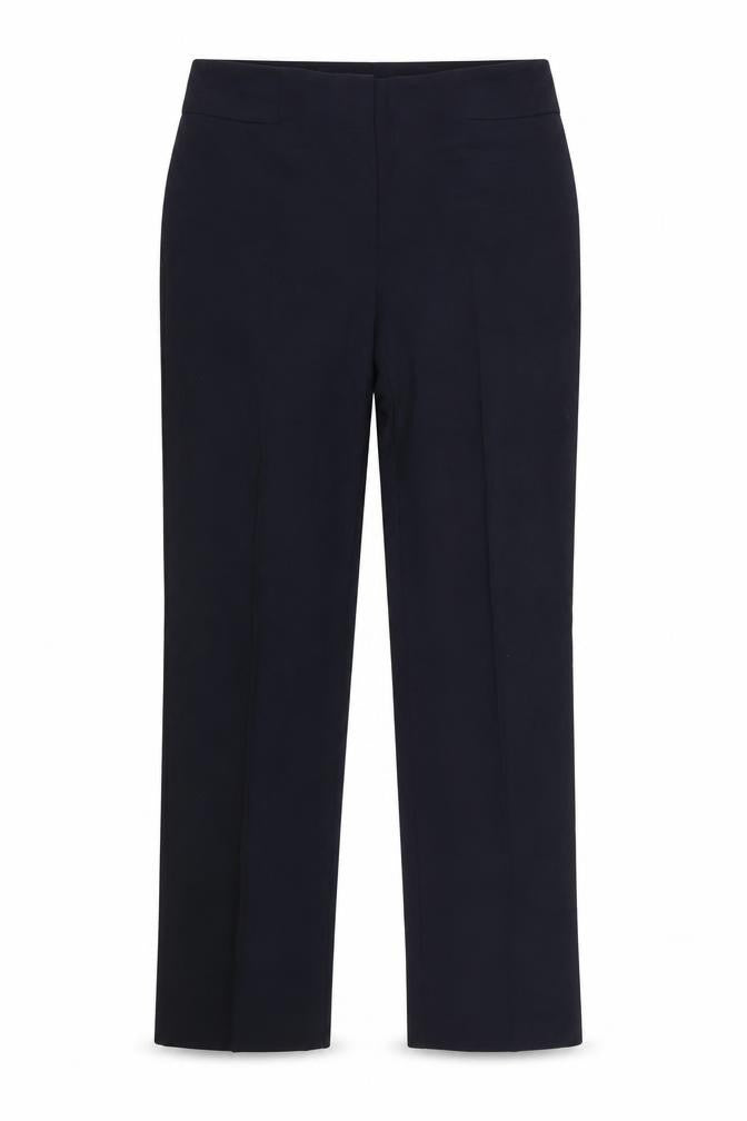 Front view of Marks & Spencer women’s blue trousers, size UK 10, 25-inch leg