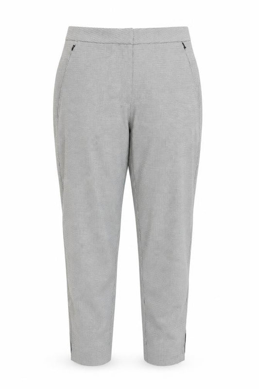 Front view of Marks & Spencer women’s multicoloured check trousers, size UK 12, 27-inch leg