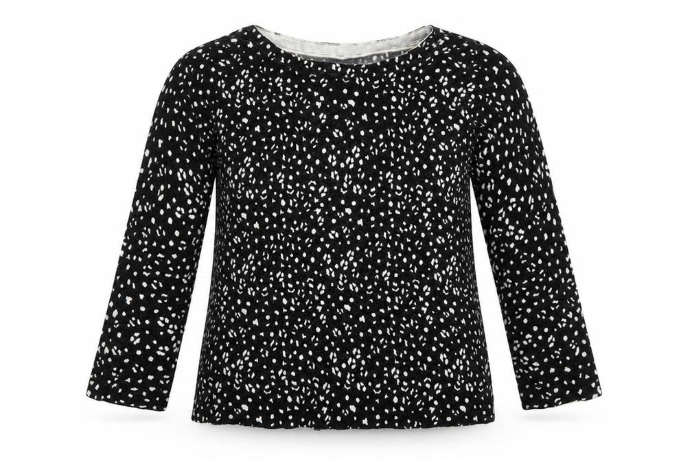 Front view of Papaya women’s black polka dot jumper, size UK 8