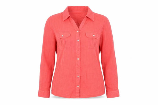 Front view of Dash women’s pink basic button-up, size UK 14