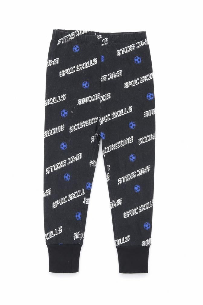 Front view of George boys’ black solid pyjama pants, size 2, years - football
