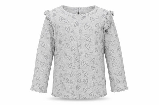 Front view of George girls’ grey geometric basic t-shirt, size 18-24, months