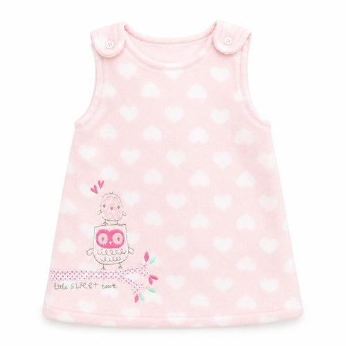 Miniclub Girls Pink   Pinafore/Dungaree Dress  Size 0-3 Months  - Owl Logo & Hearts