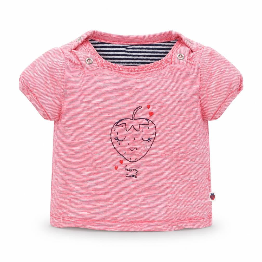 Mothercare Girls Red   Basic T-Shirt Size 0-3 Months  - Strawberry Logo