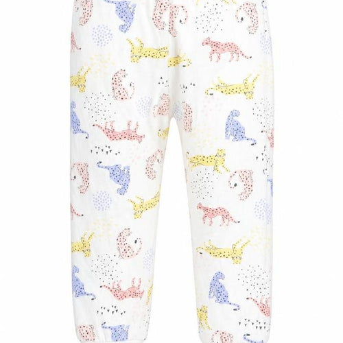 Florence and Fred Girls White Animal Print   Pyjama Pants Size 2-3 Years  - Big Cat print - elastic waist
