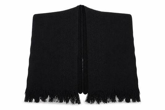 Front view of Preworn women’s black geometric shawl/wrap - shall
