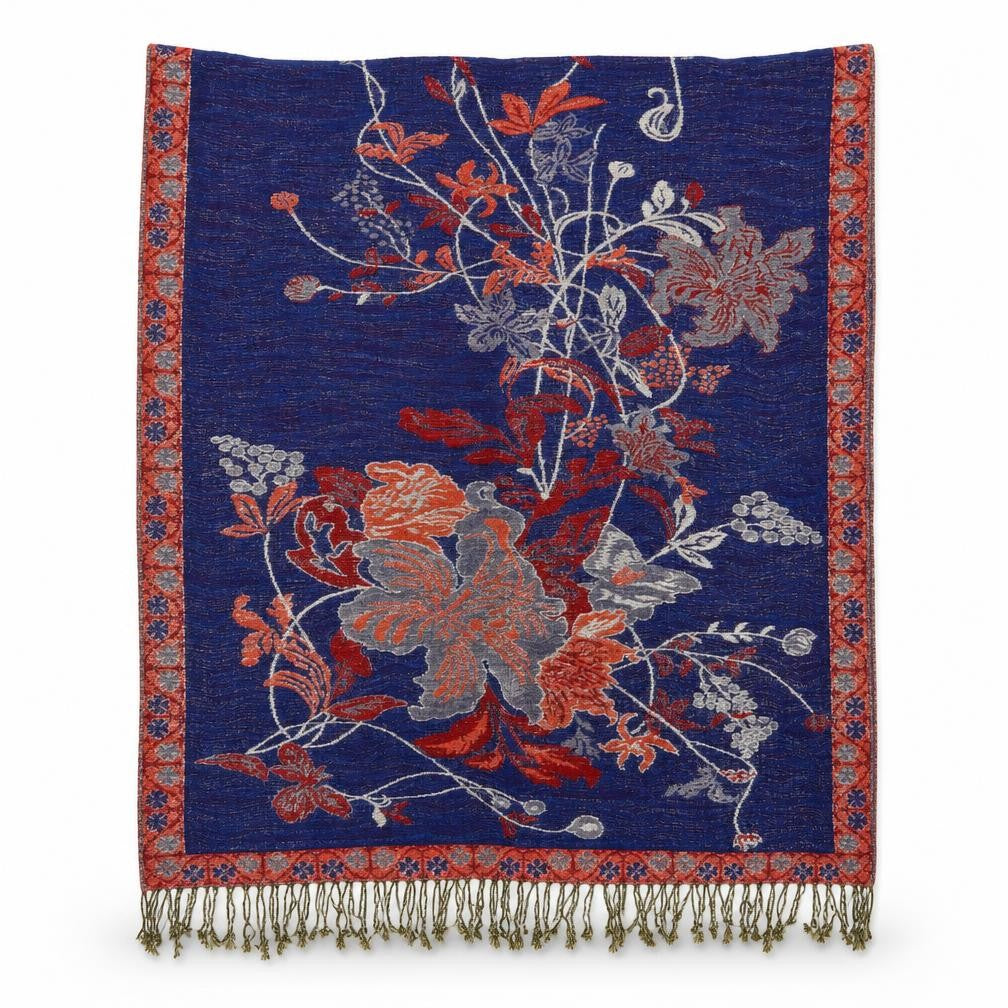 Preworn Womens Blue Floral   Shawl/Wrap   - Shimmer