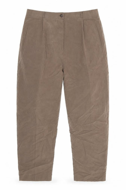 Front view of Bonmarché women’s brown trousers, size UK 22, 27-inch leg