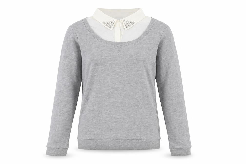 Front view of New Look women’s grey jumper, size UK 14
