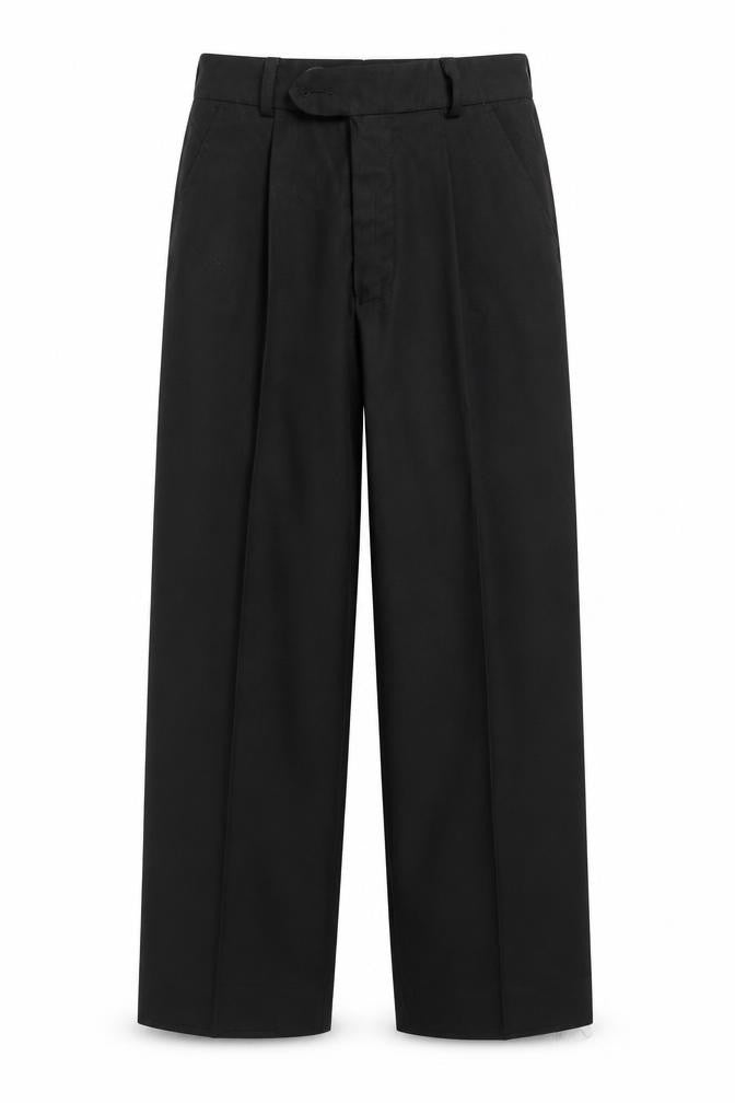 Front view of Preworn women’s black trousers, size UK 24, 27-inch leg