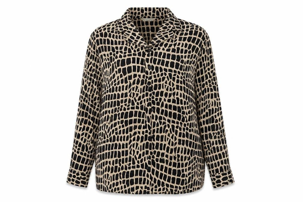 Design Essentials Womens Beige Animal Print  Basic Button-Up Size 20