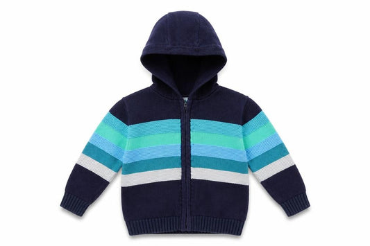Front view of Tu Baby Blue Striped Jacket, size 12-18, Months