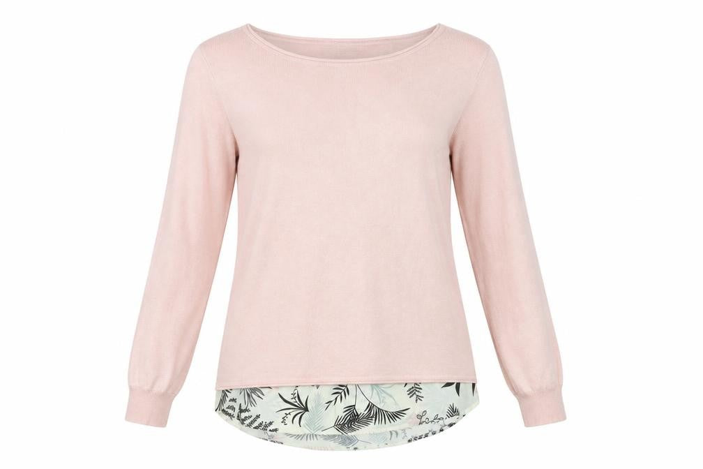 Front view of Debenhams women’s pink jumper, size UK 10