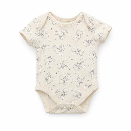 Front view of Disney Baby Grey Romper One-Piece, size 0-3, Months