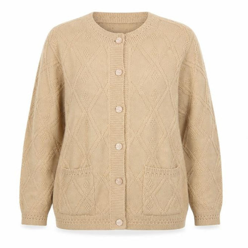 Beaumonde Womens Beige Argyle/Diamond  Cardigan Jumper Size 16