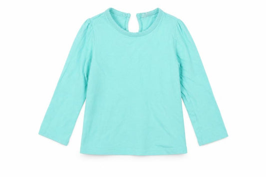 Front view of John Lewis Baby Blue Basic T-Shirt, size 12-18, Months
