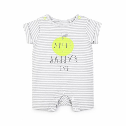 Front view of m Baby Grey Striped Romper One-Piece Size Newborn - Apple of daddys eye