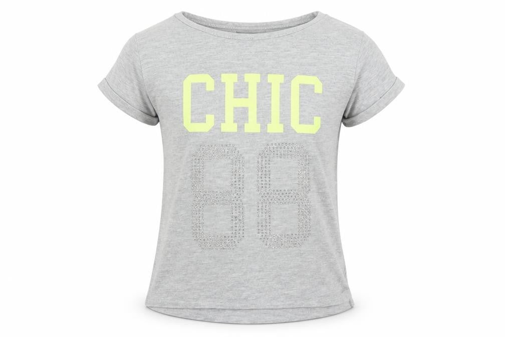 Front view of River Island girls’ grey basic t-shirt, size 5-6, years - chic 88