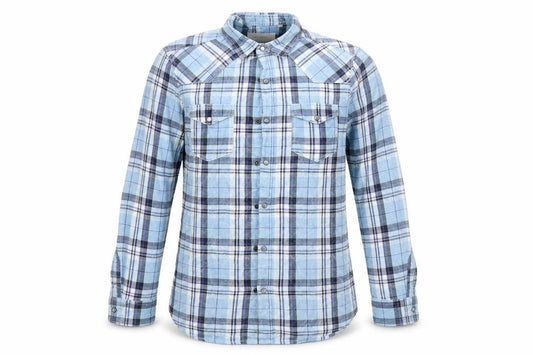 Front view of River Island men’s multicoloured check button-up, size S