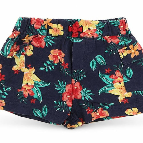 Nutmeg Girls Blue Floral  Cropped Trousers Size 6-9 Months