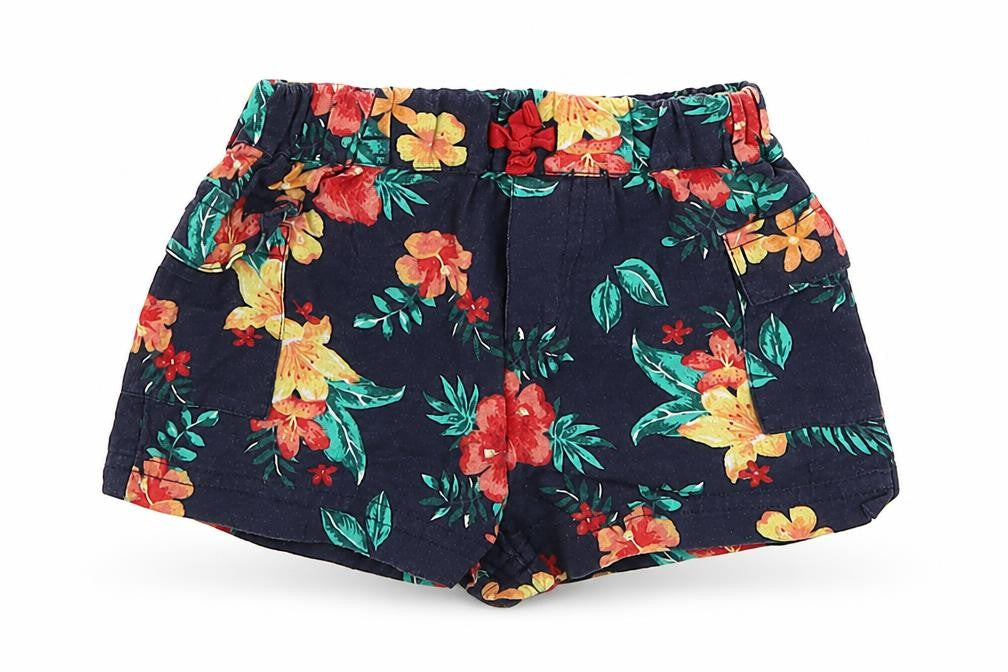 Nutmeg Girls Blue Floral  Cropped Trousers Size 6-9 Months