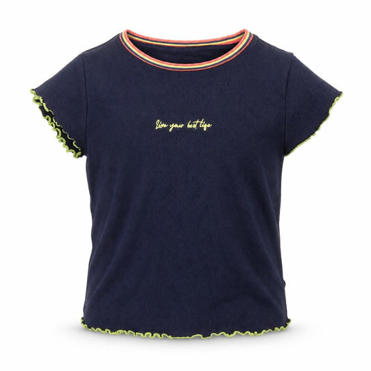Front view of Marks & Spencer girls’ blue basic t-shirt, size 7-8, years - live your best life