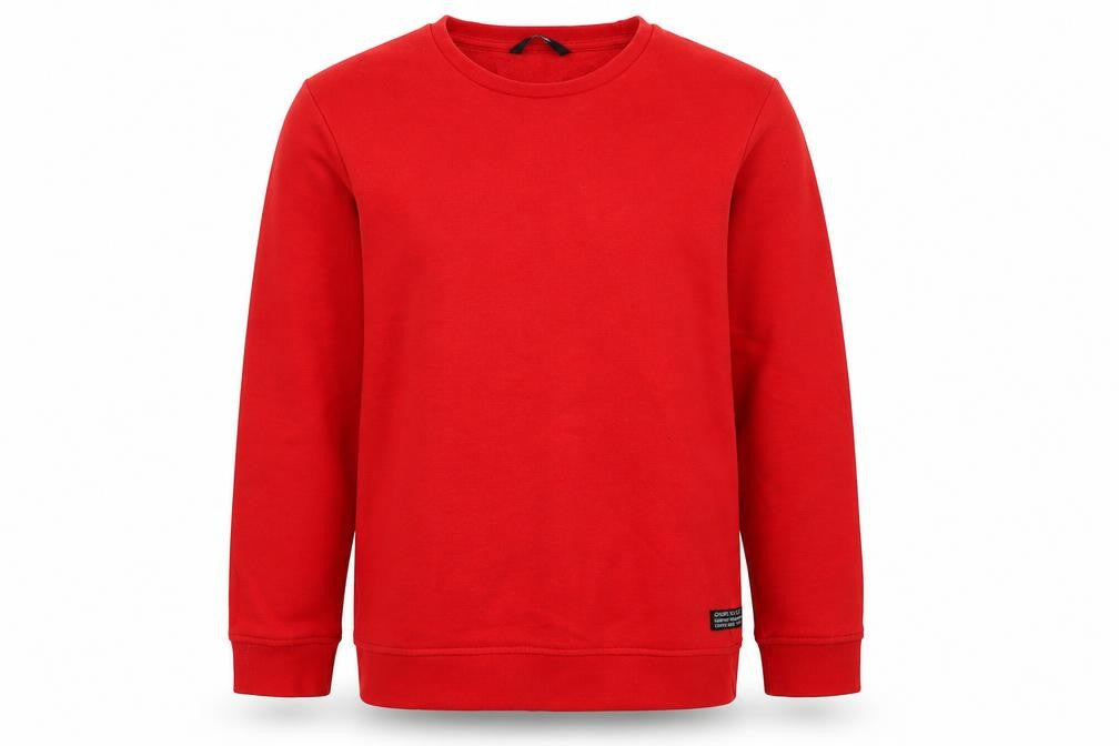 Front view of George boys’ red pullover sweatshirt, size 12-13, years