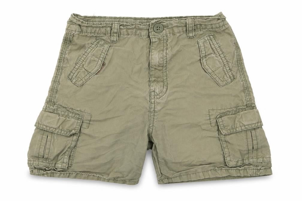 Front view of Tu boys’ green cargo shorts, size 5, years