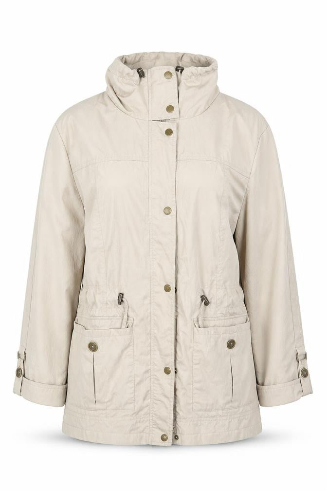 Front view of EWM women’s ivory jacket, size UK 12