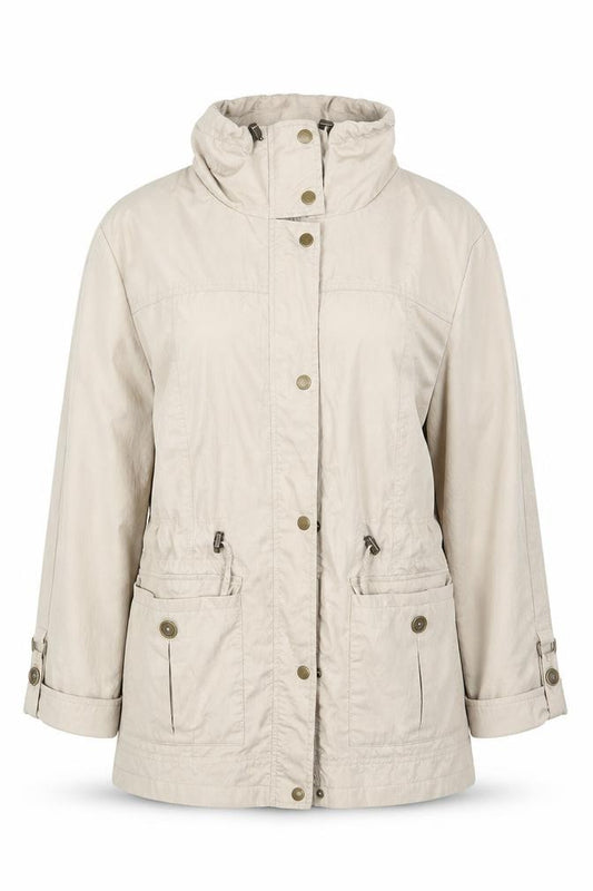 Front view of EWM women’s ivory jacket, size UK 12
