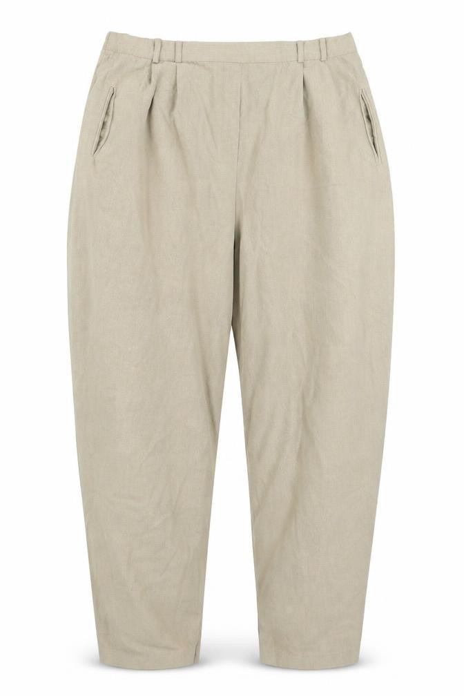 Front view of Design Essentials women’s beige trousers, size UK 22, 27-inch leg