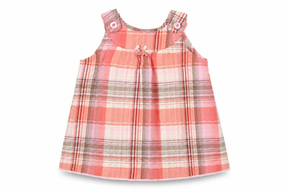 Front view of George girls’ pink check basic t-shirt, size 12-18, months