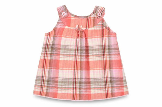 Front view of George girls’ pink check basic t-shirt, size 12-18, months