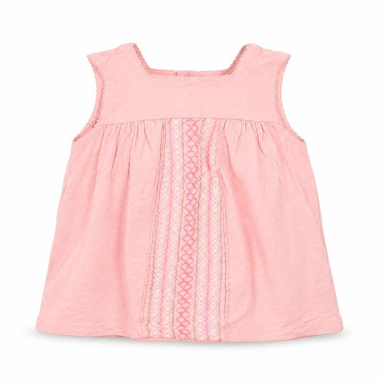 Front view of F&F girls’ pink t-shirt dress, size 12-18, months