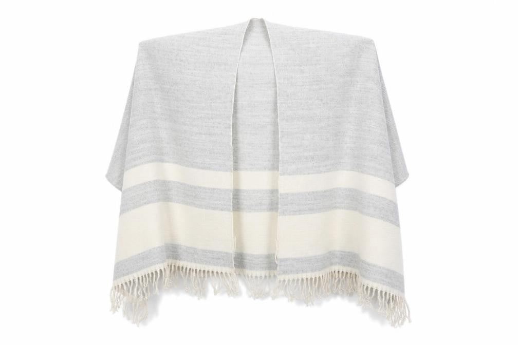 Front view of Preworn women’s grey knit shawl/wrap