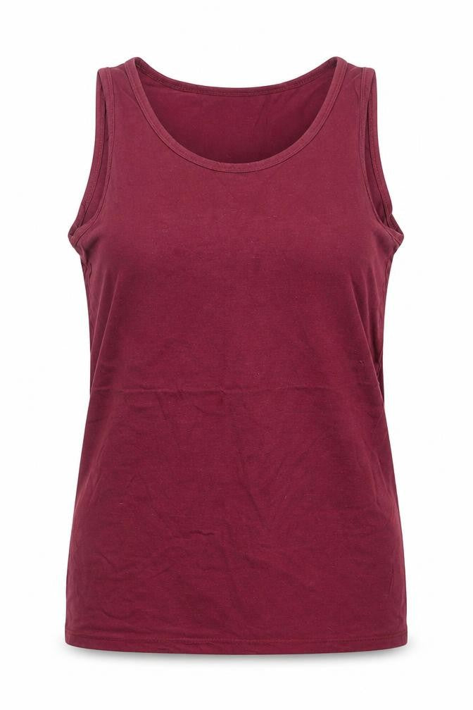 Front view of Just Me women’s purple basic tank, size UK 16
